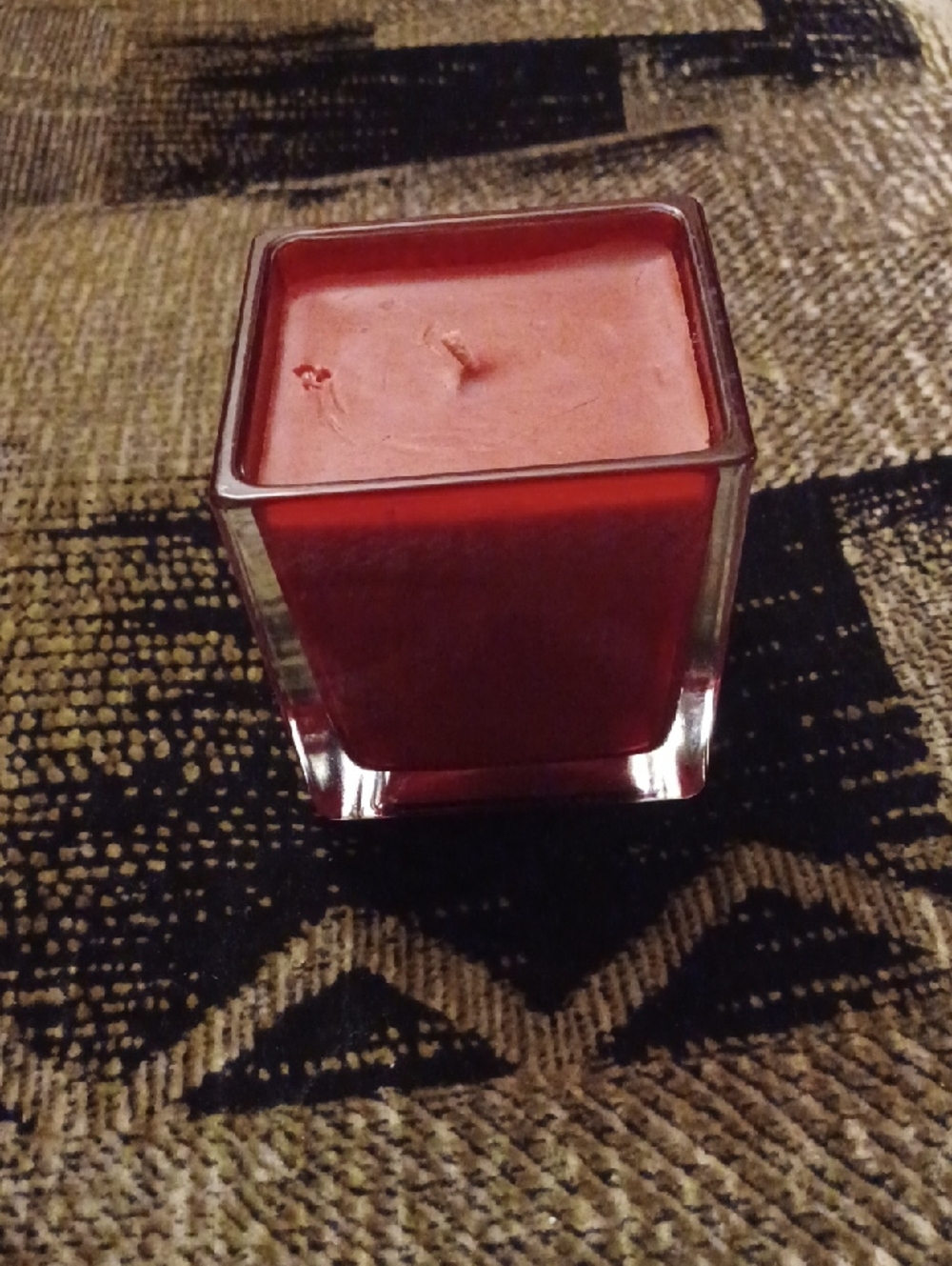 4/$30 New Red Square Candle In Glass